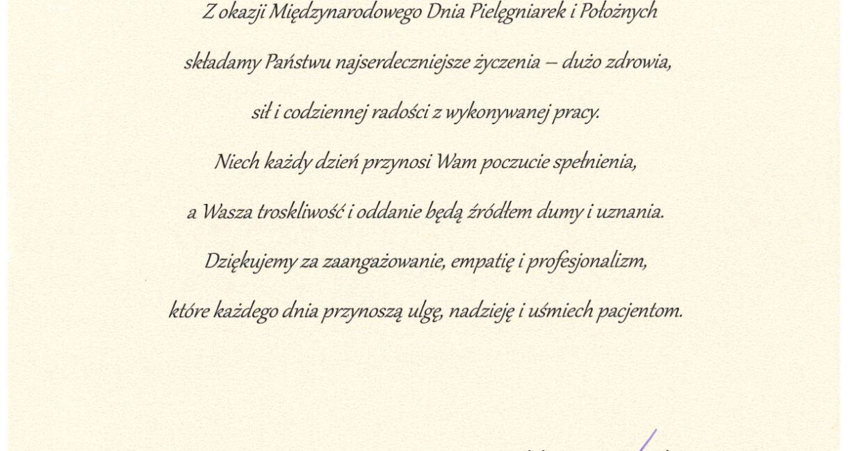 zdjęcie życzeń z okazji Dnia Pięlęgniarek i Położnych
